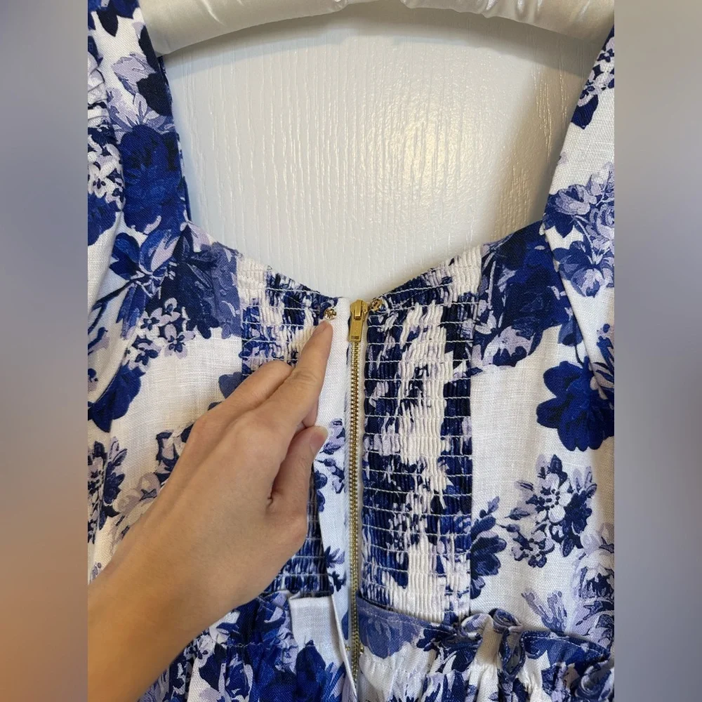 Cara Cara Blue Hill square neck midi dress in shade Nordic Fields Blue - Picture 5 of 9